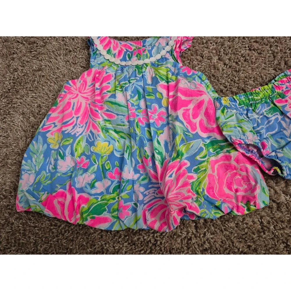 Lilly pulitzer baby girl dress w/ bummies size 3-6 months like new